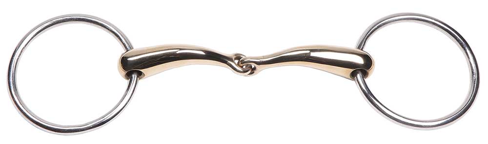Zilco Loose Ring Snaffle Single Joint Curved Gold Bit